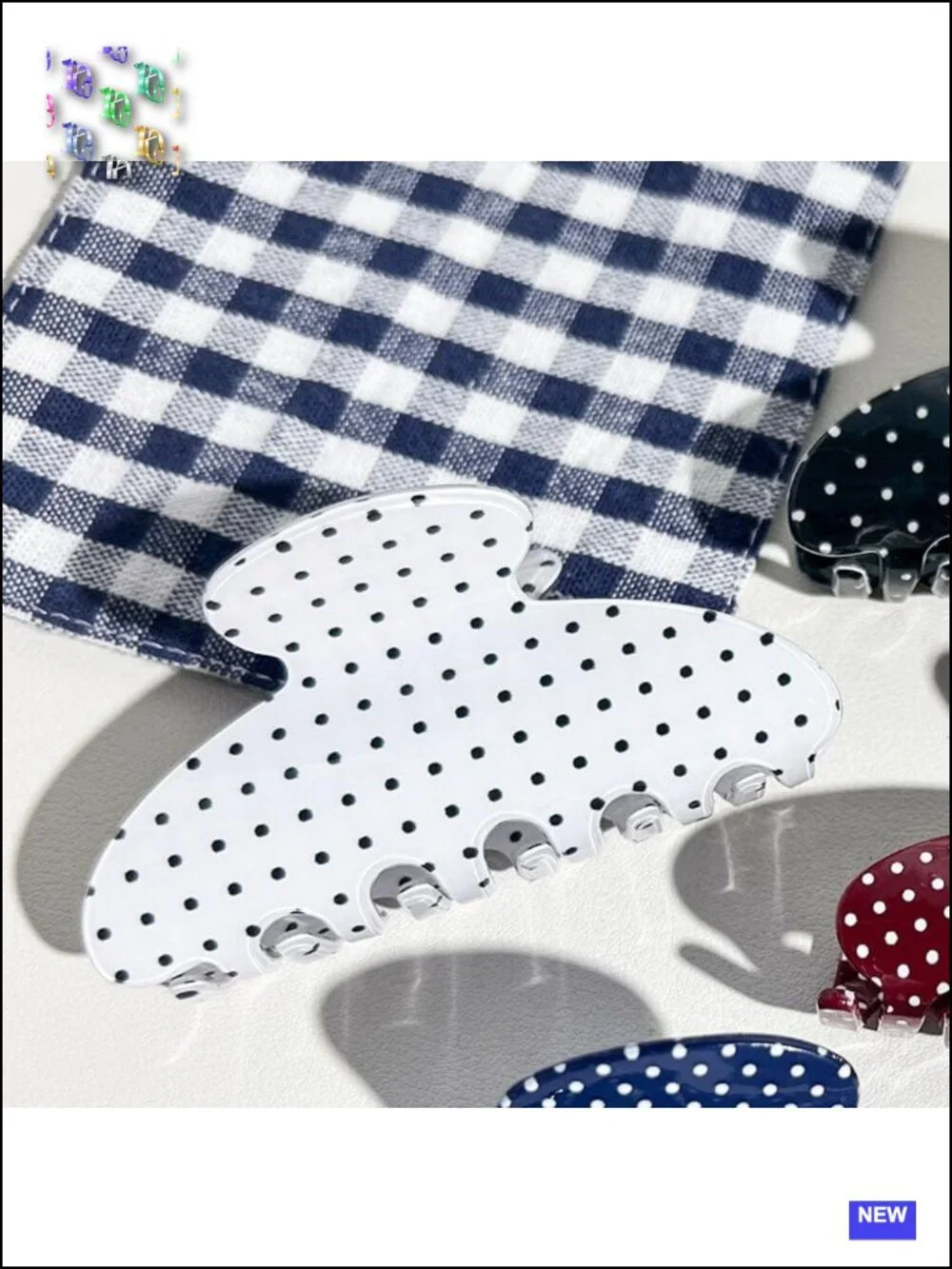 Retro White Dots Rhinestone Hair Claw Clip for Women